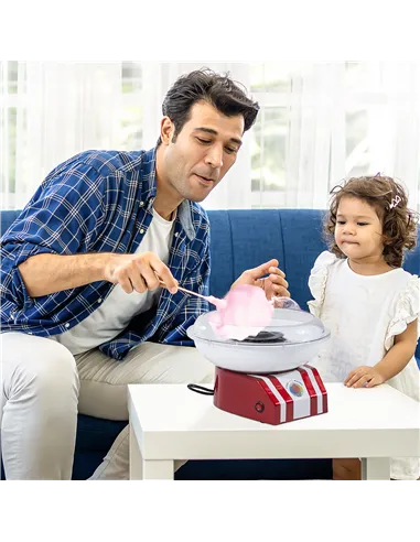 HOMCOM Professional Cotton Floss Machine with 10 Bamboo Sticks, Candy Floss Maker for Children, Adult Party and Birthday, Red