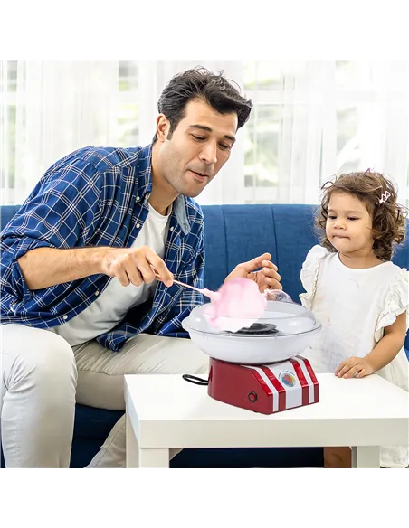 HOMCOM Professional Cotton Floss Machine with 10 Bamboo Sticks, Candy Floss Maker for Children, Adult Party and Birthday, Red