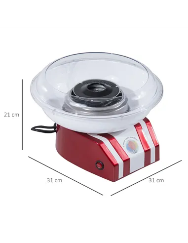 HOMCOM Professional Cotton Floss Machine with 10 Bamboo Sticks, Candy Floss Maker for Children, Adult Party and Birthday, Red