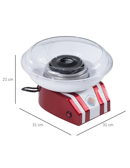 HOMCOM Professional Cotton Floss Machine with 10 Bamboo Sticks, Candy Floss Maker for Children, Adult Party and Birthday, Red