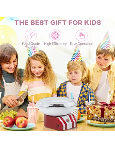 HOMCOM Professional Cotton Floss Machine with 10 Bamboo Sticks, Candy Floss Maker for Children, Adult Party and Birthday, Red