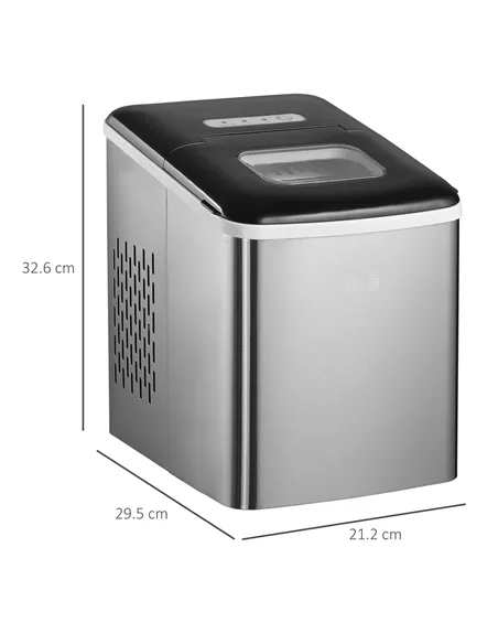 HOMCOM Ice Maker Machine Countertop, 9 Ice Cubes in 8 Mins, 12KG in 24Hrs, Self-Cleaning Portable Ice Cube Maker w/ Adjustable I