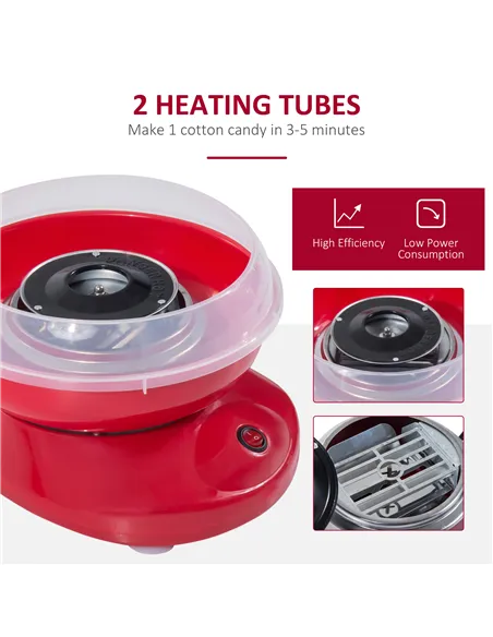 HOMCOM Candy Floss Machine Electric Cotton Candy Maker Gadgetry 450W (Red)