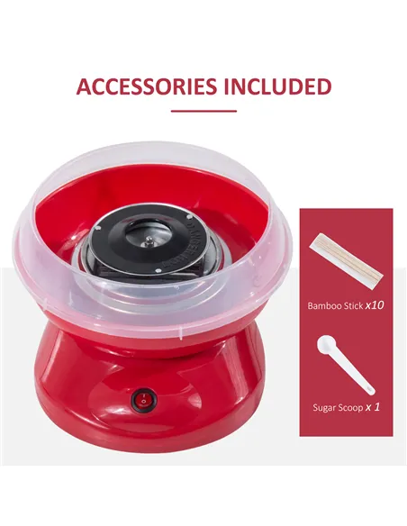 HOMCOM Candy Floss Machine Electric Cotton Candy Maker Gadgetry 450W (Red)