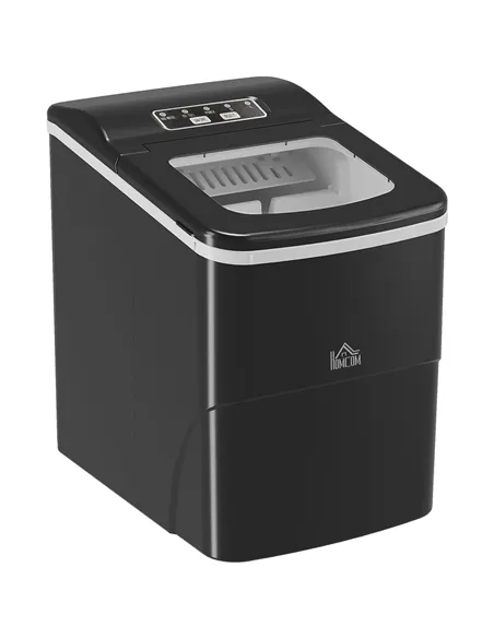 HOMCOM Countertop Ice Machine, 12Kg in 24 Hrs, 9 Cubes Ready in 8 Mins, Portable Ice Cube Maker w/ Self-Cleaning, Adjustable Ice