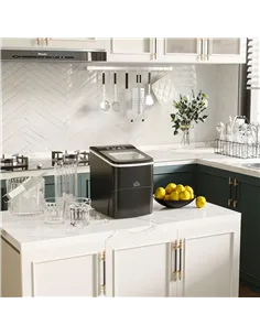 HOMCOM Countertop Ice Machine, 12Kg in 24 Hrs, 9 Cubes Ready in 8 Mins, Portable Ice Cube Maker w/ Self-Cleaning, Adjustable Ice 2