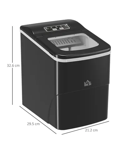HOMCOM Countertop Ice Machine, 12Kg in 24 Hrs, 9 Cubes Ready in 8 Mins, Portable Ice Cube Maker w/ Self-Cleaning, Adjustable Ice