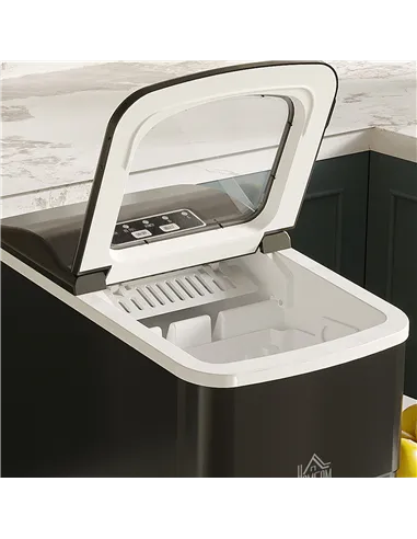 HOMCOM Countertop Ice Machine, 12Kg in 24 Hrs, 9 Cubes Ready in 8 Mins, Portable Ice Cube Maker w/ Self-Cleaning, Adjustable Ice