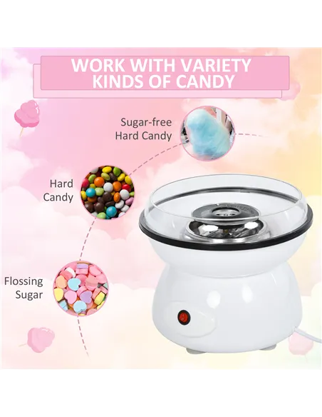 HOMCOM 450W Electric Candyfloss Machine Kit Non-Stick Plates Fairground Fun Children Adult Party Gift Home Sweet Metal Body w/ A