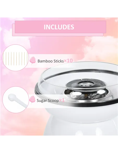 HOMCOM 450W Electric Candyfloss Machine Kit Non-Stick Plates Fairground Fun Children Adult Party Gift Home Sweet Metal Body w/ A