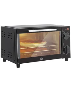 HOMCOM Mini Oven, 9L Countertop Electric Grill, Toaster Oven with Adjustable Temperature, Timer, Dishwasher Safe Baking Tray and