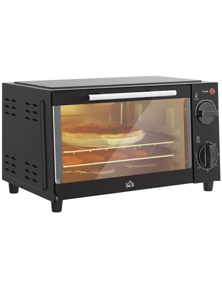 HOMCOM Mini Oven, 9L Countertop Electric Grill, Toaster Oven with Adjustable Temperature, Timer, Dishwasher Safe Baking Tray and