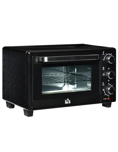 HOMCOM 21L Mini Countertop Oven, 100°C-230°C Adjustable Temp - Black