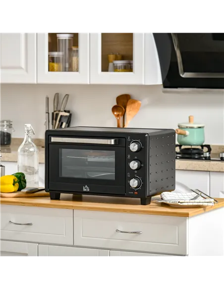 HOMCOM 21L Mini Countertop Oven, 100°C-230°C Adjustable Temp - Black