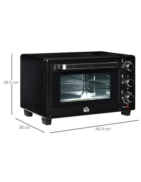 HOMCOM 21L Mini Countertop Oven, 100°C-230°C Adjustable Temp - Black