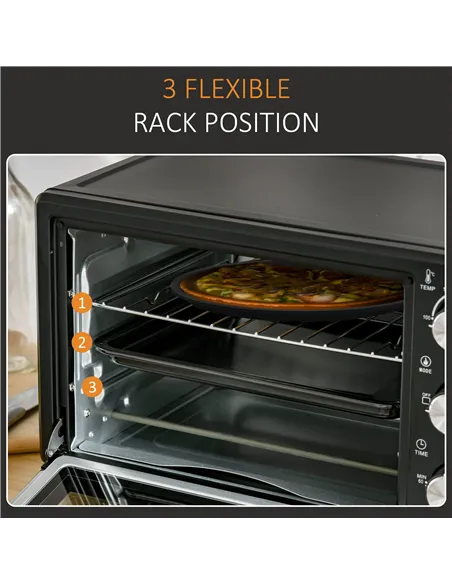 HOMCOM 21L Mini Countertop Oven, 100°C-230°C Adjustable Temp - Black