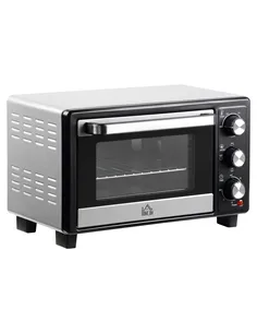 HOMCOM 16L Mini 1400W Countertop Oven - Black/Silver Tone