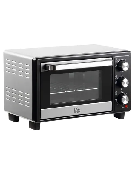 HOMCOM 16L Mini 1400W Countertop Oven - Black/Silver Tone