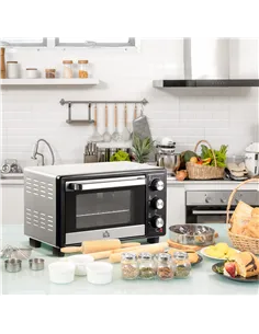 HOMCOM 16L Mini 1400W Countertop Oven - Black/Silver Tone 2