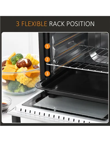 HOMCOM 16L Mini 1400W Countertop Oven - Black/Silver Tone