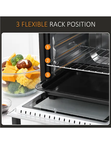 HOMCOM 16L Mini 1400W Countertop Oven - Black/Silver Tone