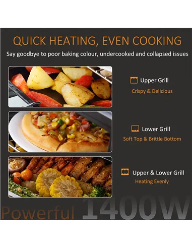 HOMCOM 16L Mini 1400W Countertop Oven - Black/Silver Tone