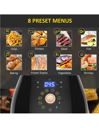 HOMCOM 5.5L 1700W Air Fryer, with Digital Display, 80-200℃ Temperature