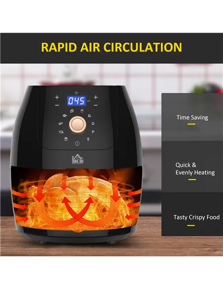 HOMCOM 5.5L 1700W Air Fryer, with Digital Display, 80-200℃ Temperature