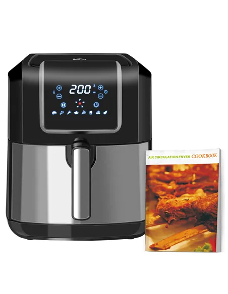HOMCOM 6.5L Single Basket Air Fryer, 80-200°C Temperature, Black and Grey