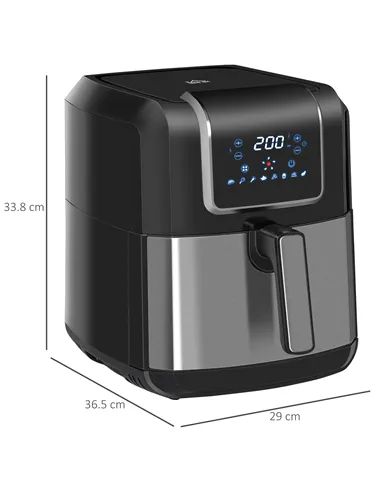 HOMCOM 6.5L Single Basket Air Fryer, 80-200°C Temperature, Black and Grey