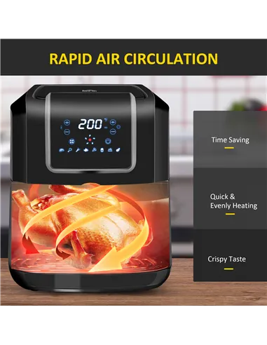 HOMCOM 6.5L Single Basket Air Fryer, 80-200°C Temperature, Black and Grey