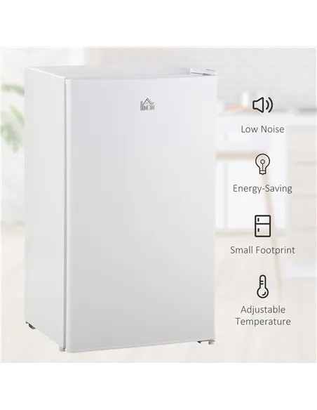 HOMCOM 91 Litre Freestanding Under Counter Fridge Freezer, Small Fridge with Chiller Box, Adjustable Thermostat, 47.5cm Wide, Wh