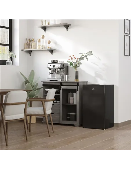 HOMCOM 91 Litre Freestanding Under Counter Fridge Freezer, Small Fridge with Chiller Box, Adjustable Thermostat, 47.5cm Wide, Bl