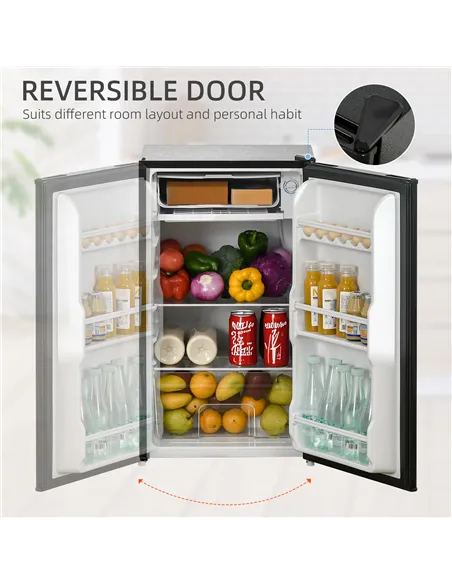 HOMCOM 91 Litre Freestanding Under Counter Fridge Freezer, Small Fridge with Chiller Box, Adjustable Thermostat, 47.5cm Wide, Bl