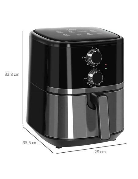 HOMCOM 4.5L Air Fryer, 1500W Air Fryer Oven with Rapid Air Circulation, Adjustable Temperature, Timer and Nonstick Basket for Oi