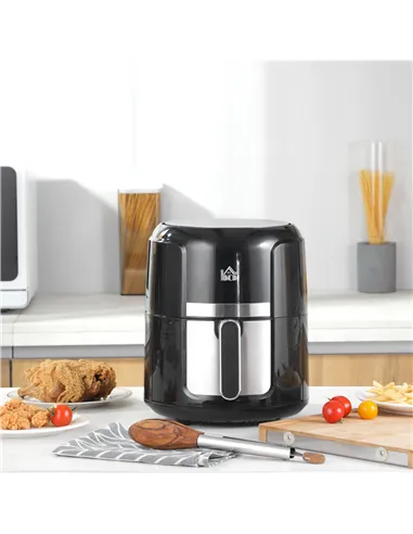 HOMCOM 4L Air Fryer, 1300W Air Fryer Oven with Digital Touch Display, Rapid Air Circulation, 12 Cooking Programs, Adjustable Tem