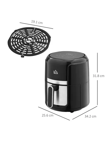 HOMCOM 4L Air Fryer, 1300W Air Fryer Oven with Digital Touch Display, Rapid Air Circulation, 12 Cooking Programs, Adjustable Tem