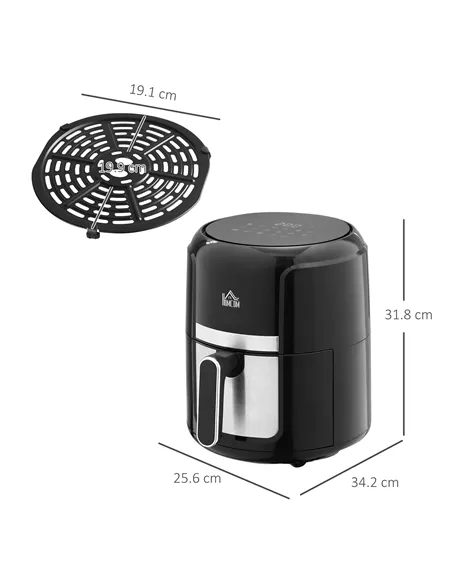 HOMCOM 4L Air Fryer, 1300W Air Fryer Oven with Digital Touch Display, Rapid Air Circulation, 12 Cooking Programs, Adjustable Tem