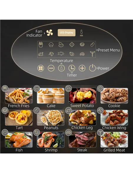 HOMCOM 4L Air Fryer, 1300W Air Fryer Oven with Digital Touch Display, Rapid Air Circulation, 12 Cooking Programs, Adjustable Tem