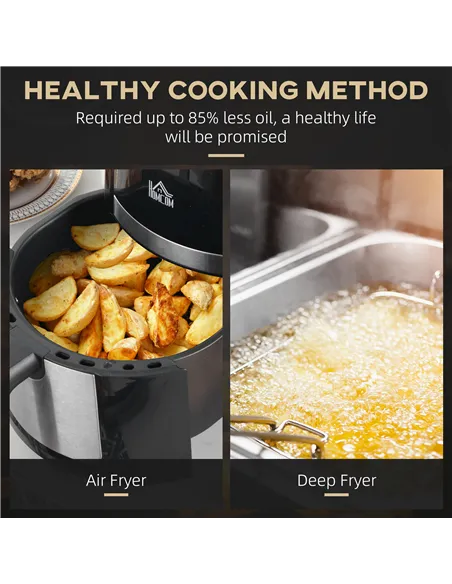 HOMCOM 4L Air Fryer, 1300W Air Fryer Oven with Digital Touch Display, Rapid Air Circulation, 12 Cooking Programs, Adjustable Tem