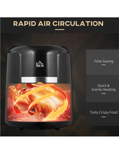 HOMCOM 4L Air Fryer, 1300W Air Fryer Oven with Digital Touch Display, Rapid Air Circulation, 12 Cooking Programs, Adjustable Tem