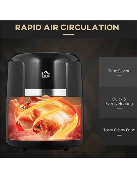 HOMCOM 4L Air Fryer, 1300W Air Fryer Oven with Digital Touch Display, Rapid Air Circulation, 12 Cooking Programs, Adjustable Tem