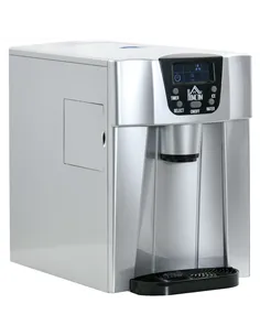 HOMCOM 3L Ice Maker Machine and Water Dispenser, 12kg in 24H, 2 Sizes 9 Ice Cubes Ready in 6-10 Mins Ice Machine, Silver