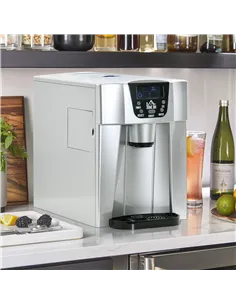 HOMCOM 3L Ice Maker Machine and Water Dispenser, 12kg in 24H, 2 Sizes 9 Ice Cubes Ready in 6-10 Mins Ice Machine, Silver 2