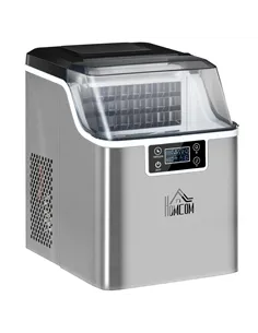HOMCOM 3.2L Compact Ice Machine, with LCD Screen and Accessories - Silver-Tone