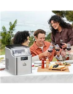 HOMCOM 3.2L Compact Ice Machine, with LCD Screen and Accessories - Silver-Tone 2