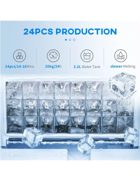 HOMCOM 3.2L Compact Ice Machine, with LCD Screen and Accessories - Silver-Tone