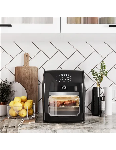 HOMCOM 12L 8 in 1 Digital Air Fryer Oven with Roast, Bake, Dehydrate, 8 Preset Modes, Rapid Air Circulation, Timer, Inner Light,