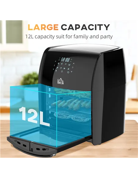 HOMCOM 12L 8 in 1 Digital Air Fryer Oven with Roast, Bake, Dehydrate, 8 Preset Modes, Rapid Air Circulation, Timer, Inner Light,