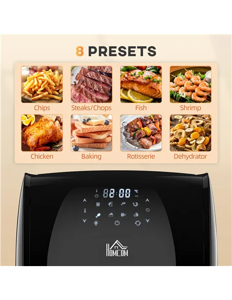 HOMCOM 12L 8 in 1 Digital Air Fryer Oven with Roast, Bake, Dehydrate, 8 Preset Modes, Rapid Air Circulation, Timer, Inner Light,